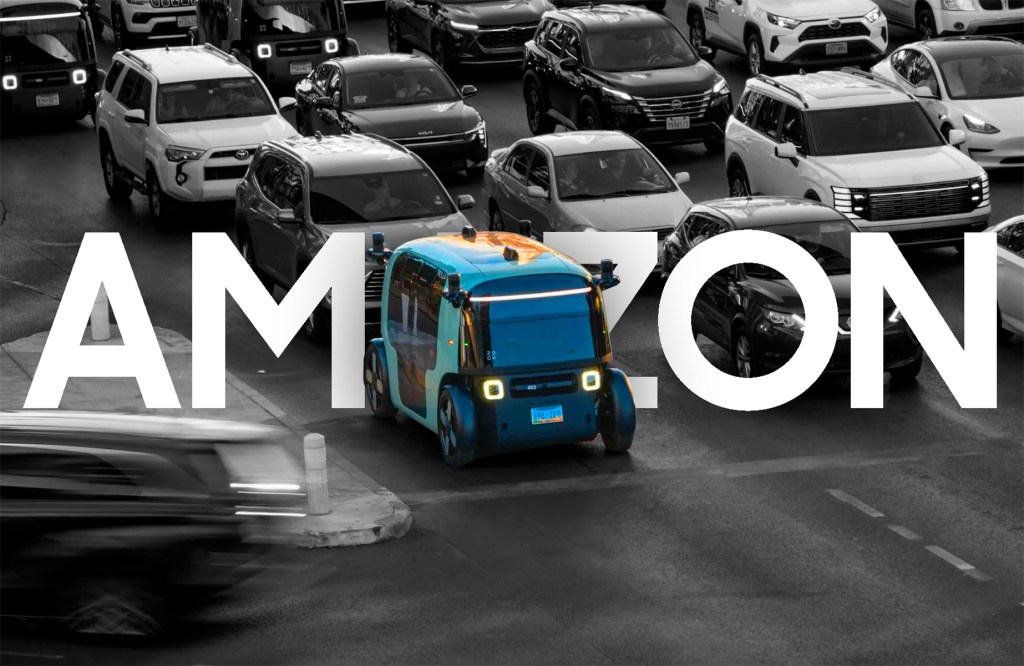 Navette autonome Zoox d'Amazon sans volant transportant des passagers en Californie